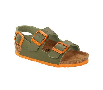 Dětské Milano Birkenstock Birko-flor Narrow Zelene Oranžové | CZ 13MQZ